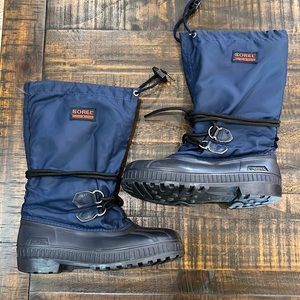 Sorel Snow boots, pull on style, navy blue, older style, used